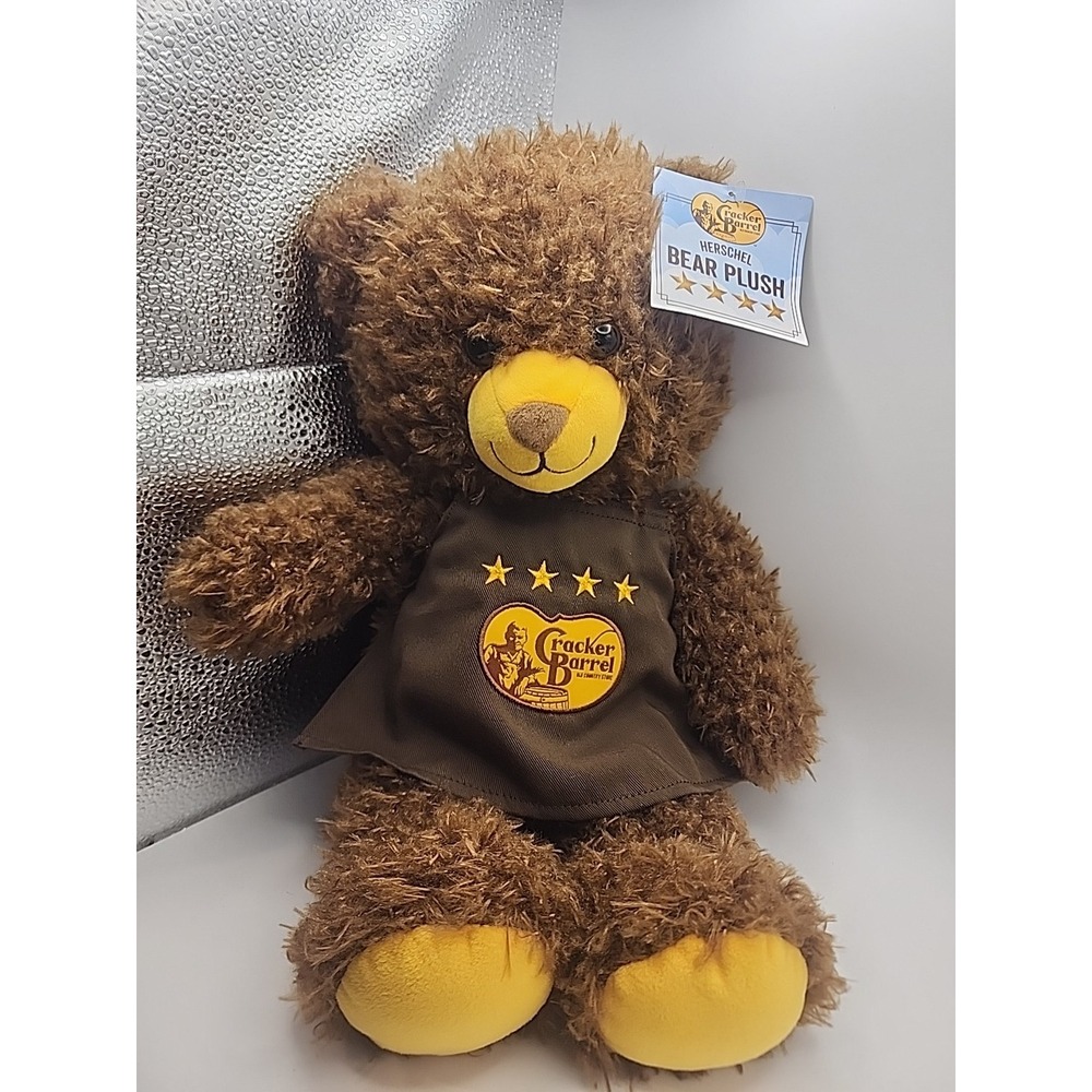 NEW Cracker Barrel Uncle Herschel Teddy Bear With Apron Plush Stuffed Animal 14"